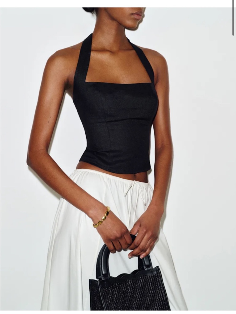 Reformation Black Halter Square-Neck Crop Top. Never worn